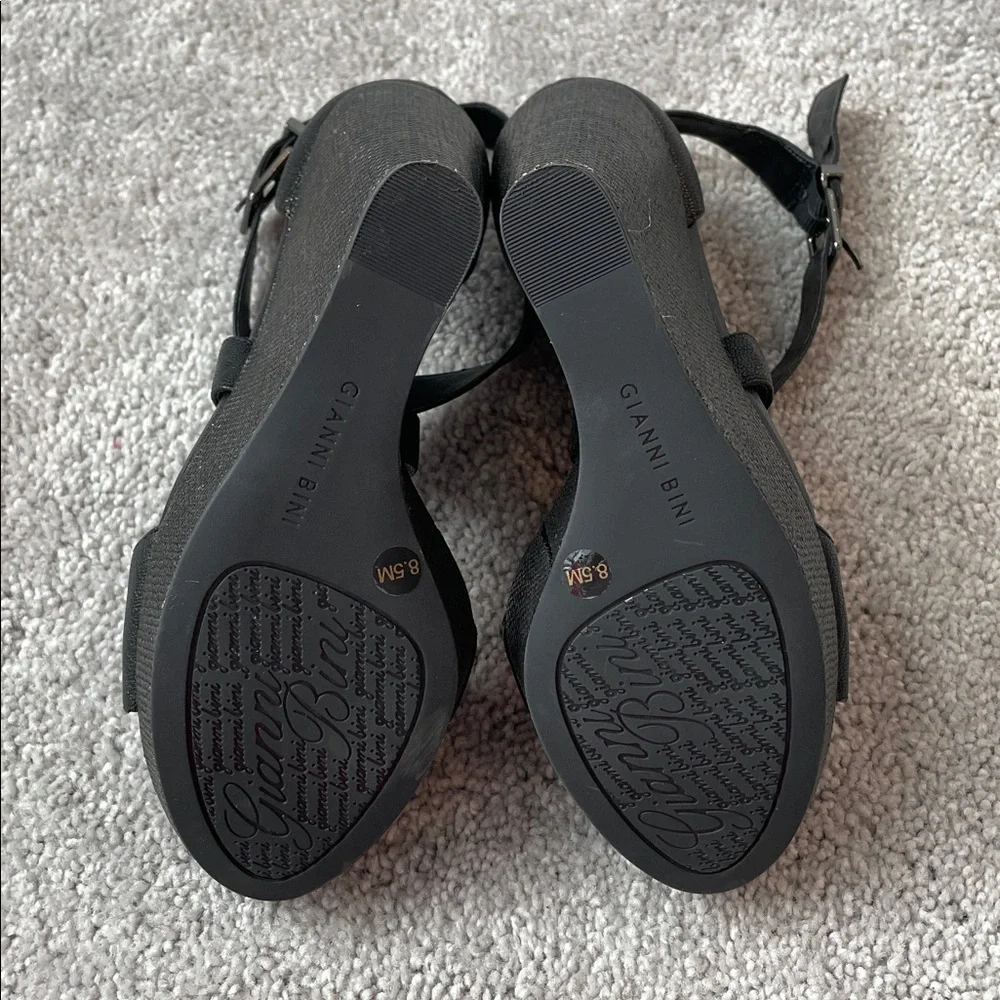 Gianni Bini Black Ankle Strap Wedge Sandals - Picture 13 of 16
